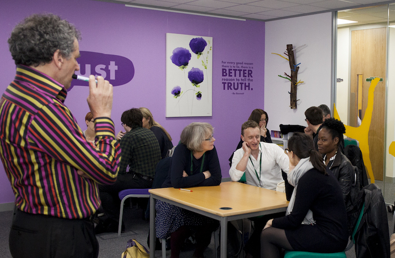 Henry Stewart facilitating a workshop at Happy ltd