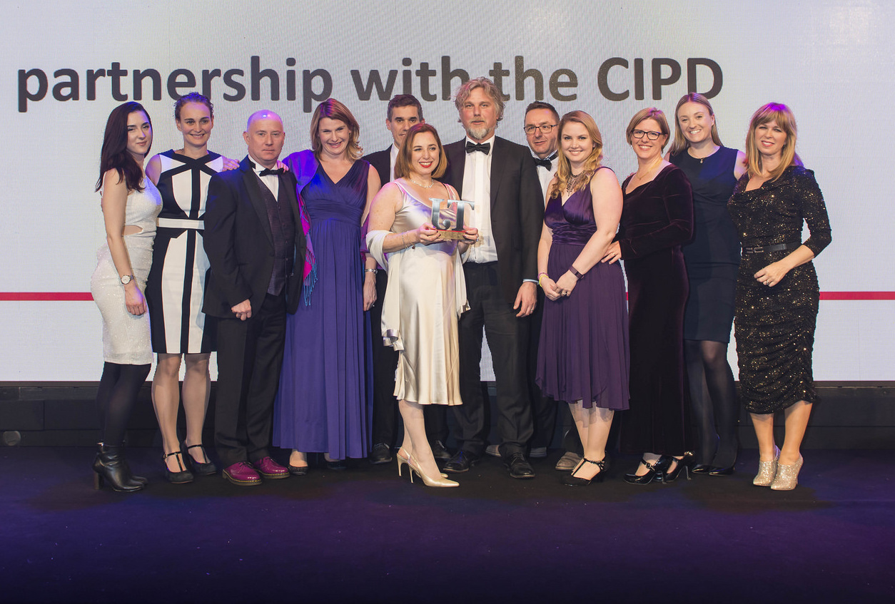 Image taken from the TJ Awards ceremony where the CIPD and Avado won Best Training Partnership 2016.